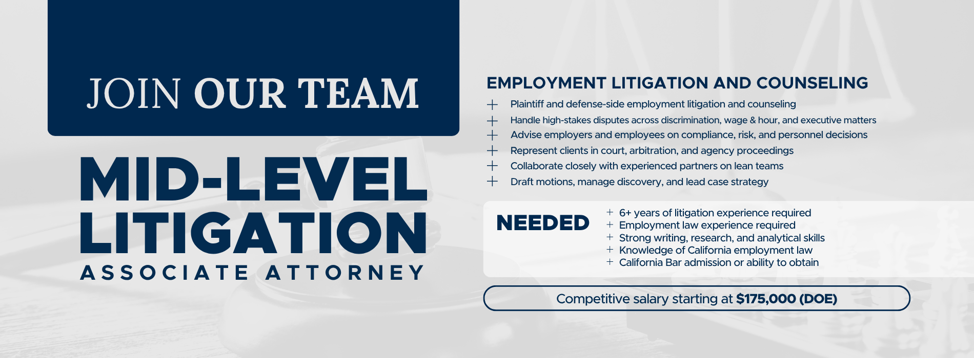 Careers - Mid-Level Litigation Associate Attorney