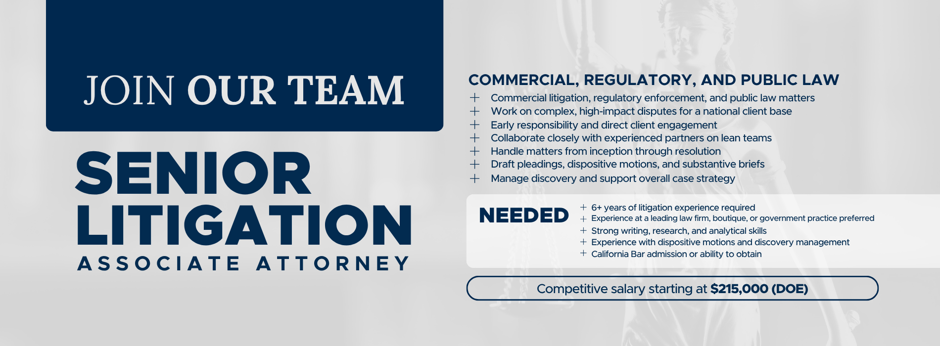 Careers - Senior-Level Litigation Associate Attorney